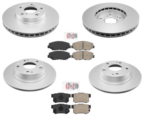 Front & Rear Coated Disc Brake Rotors Brake Pads for 2013-2015 Acura ILX 2.0