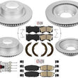 Front & Rear Coated Brake Rotors Ceramic Pads Hardware For 07-21 Toyota Tundra