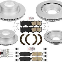 Front & Rear Coated Brake Rotors Ceramic Pads Hardware For 07-21 Toyota Tundra