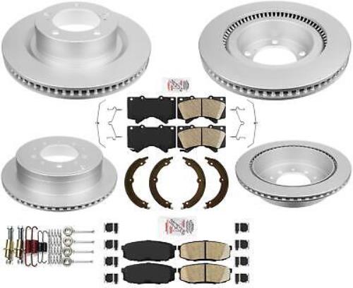 Front & Rear Coated Brake Rotors Ceramic Pads Hardware For 07-21 Toyota Tundra