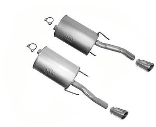 Dual Rear Mufflers with Chrome Tips For 2006-2016 Chevrolet Impala 3.6L 3.9L 5.3