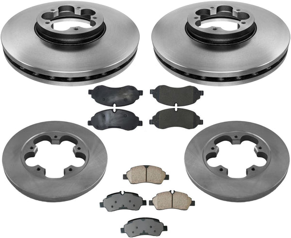 Front Rear Brake Disc Rotors Ceramic Pads for Ford Transit 150 250 350 2015-2021