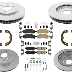 Front & Rear Coated Rotors & AmeriBRAKES Pads For Nissan Pathfinder 2005-2012