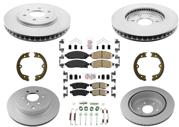 Front & Rear Coated Rotors & AmeriBRAKES Pads For Nissan Pathfinder 2005-2012