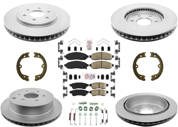 Front & Rear Coated Rotors & AmeriBRAKES Pads For Nissan Frontier 2016-2021
