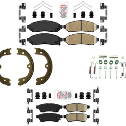 Front Rear AmeriBRAKES Pads Parking Shoes Springs For Nissan Frontier 2005-2015