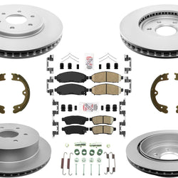 Front & Rear Coated Rotors & AmeriBRAKES Pads For Nissan Frontier 2005-2021