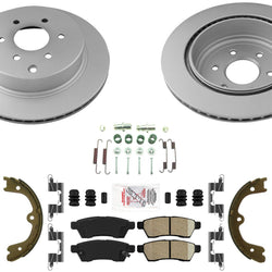 Rotores con revestimiento trasero y pastillas AmeriBRAKES para Nissan Pathfinder 2005-2012