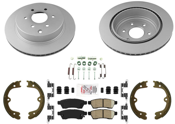 Rotores con revestimiento trasero y pastillas AmeriBRAKES para Nissan Pathfinder 2005-2012