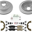 Rotores traseros revestidos y pastillas AmeriBRAKES para Nissan Frontier 2005-2021