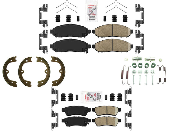 Front Rear AmeriBRAKES Pads Parking Shoes Springs For Nissan Frontier 2016-2021