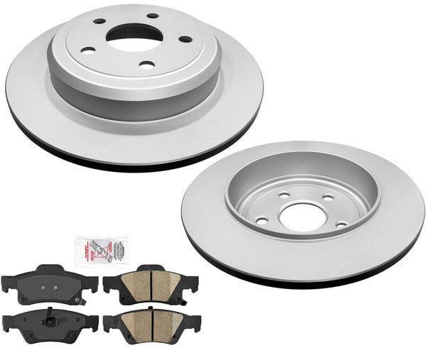 Fits 11-19 Dodge Durango 330MM STD SOLID REAR Brake Rotors & Ceramic Brake Pads