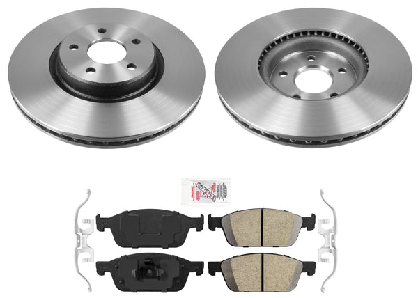 Front AmeriBRAKES Carbon Disc Brake Rotors Pads for 14-2018 Ford Transit Connect