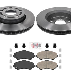 Front AmeriBRAKES Carbon Disc Brake Rotors Pads for Jeep Wrangler 2007-2017