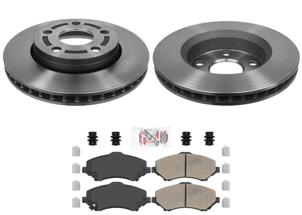 Front AmeriBRAKES Carbon Disc Brake Rotors Pads for Jeep Wrangler 2007-2017