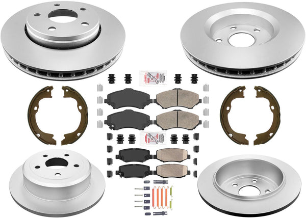 Complete AmeriBRAKES Coated Disc Brake Rotors Pads for Jeep Wrangler 2007-2017