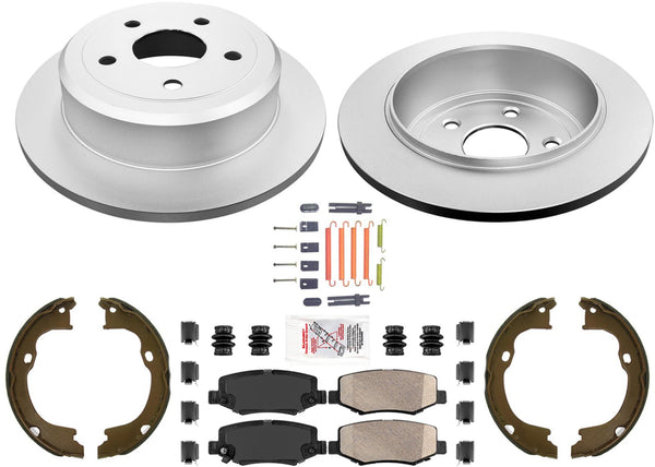 Rear AmeriBRAKES Coated Disc Brake Rotors Pads for Jeep Wrangler 2007-2017