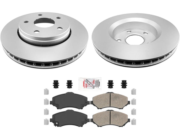 Front AmeriBRAKES Coated Disc Brake Rotors Pads for Jeep Wrangler 2007-2017