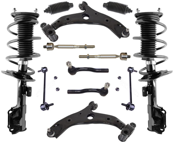 Front Complete Struts Lower Control Arms Tie Rods & Links For Mazda 3 2014-2018