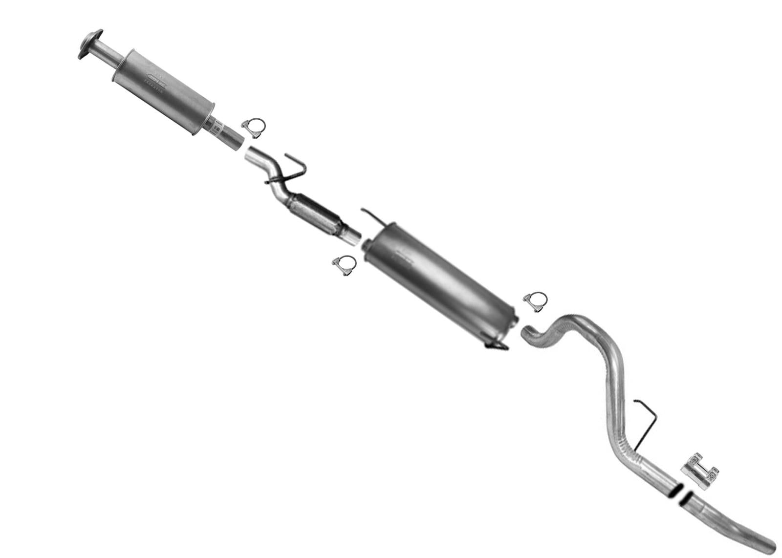 Sistema de escape de tubo de cola de silenciador resonador para F150 11-14 3.7L 145" distancia entre ejes