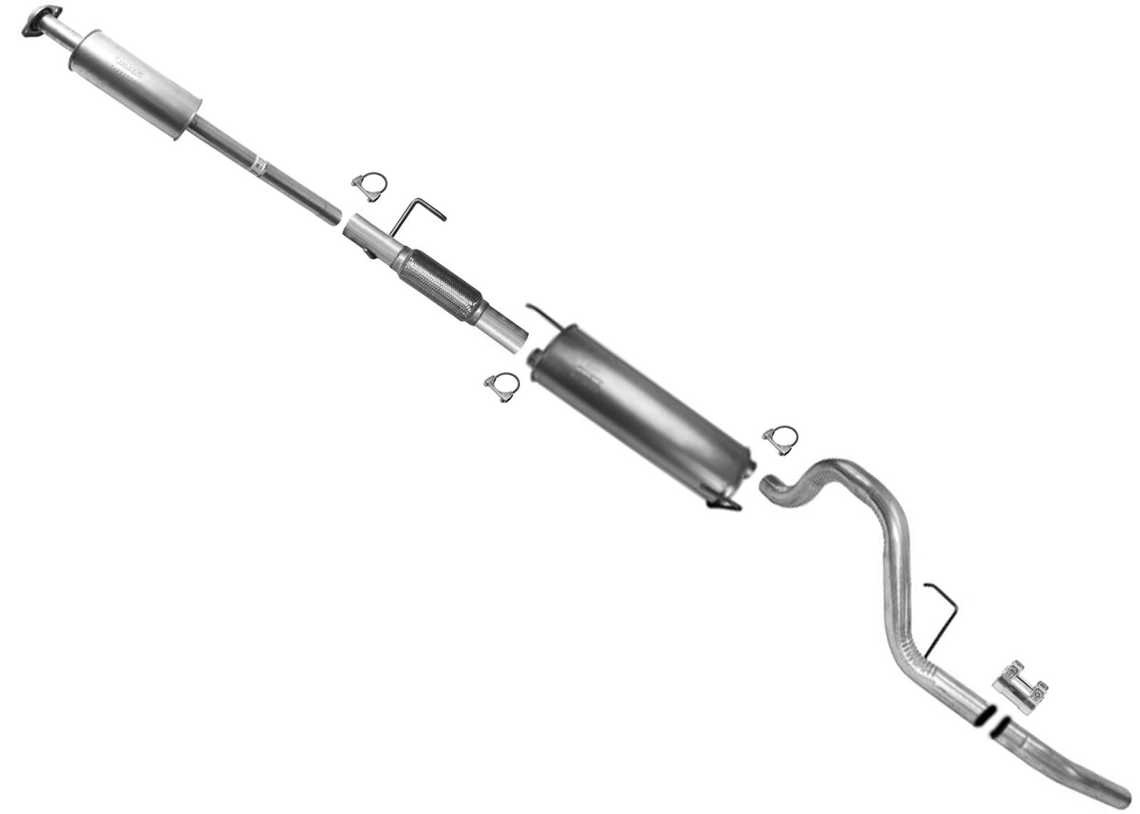 Sistema de escape de tubo de cola de silenciador resonador para F150 11-14 3.5L 163" Distancia entre ejes