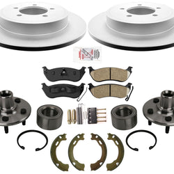 Rotores traseros, pastillas de freno CERÁMICAS y cojinete de rueda de cubo KIT de 7 piezas para Explorer 06-10