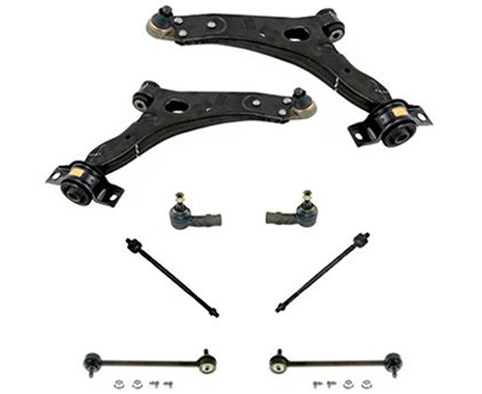 07/01/00 to 04/04/04 Fits Ford Focus Control Arms + Ball Joint Tie Rods 8Pc Kit