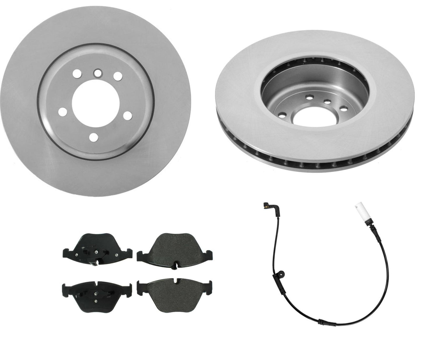 Front Disc Brake Rotors Ceramic Pads For 06-10 BMW 550I With Sensor 4Pc Kit