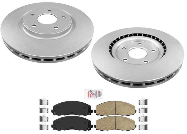 Front AmeriBRAKES Coated Disc Brake Rotors Pads for Chrysler Pacifica 2017-2022