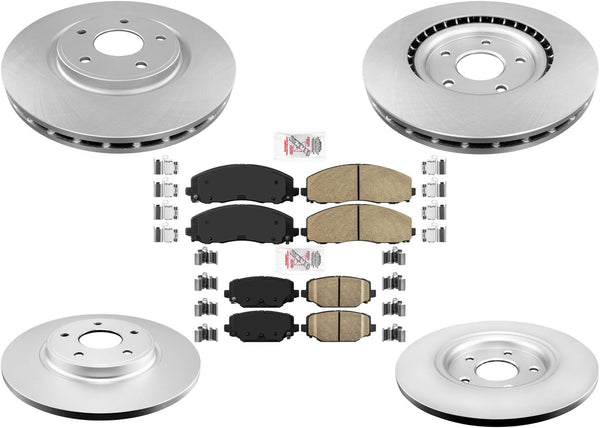 Front & Rear Coated Brake Rotors & Ceramic Pads For Town & Country 2012-2016