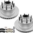 Front Coated Brake Rotors & AmeriBRAKES Pads For 95-2007 Ford E-250 4 Wheel ABS