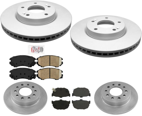Front and Rear Brake Rotor & Ceramic Brake Pads for Hyundai Tiburon 2.0L 03-2008
