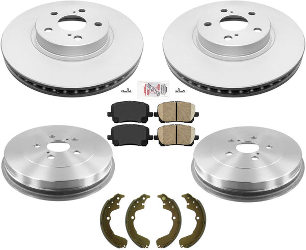 For 03-08 Toyota Matrix Front Wheel Drive Front Coated Rotors Pads Drums & Shoes