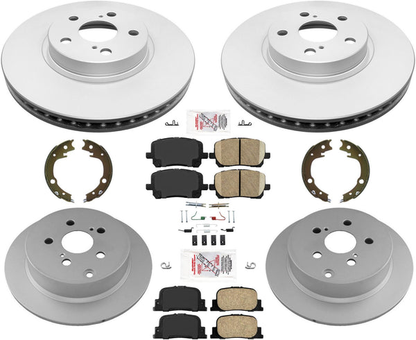 Front & Rear Coated Brake Disc Rotors & Ceramic Pads For 2005-2010 Scion TC
