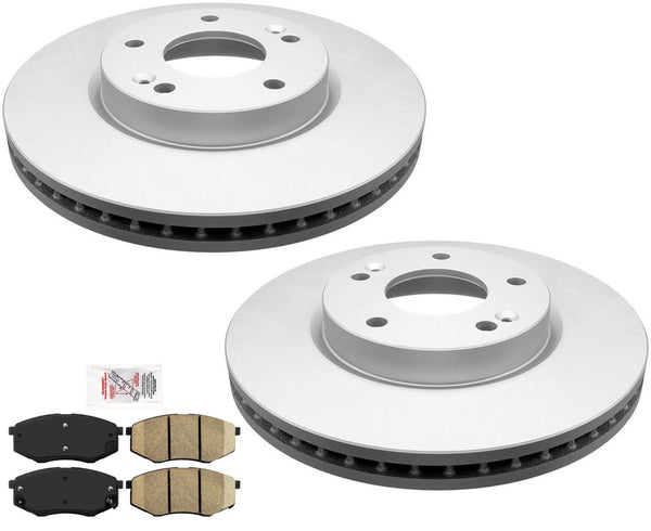 Front Coated Brake Rotors & Ceramic Pads For 2010-2012 Tucson Front Wheel Drive