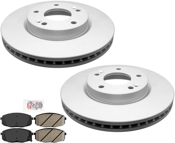 For 2009-2012 Hyundai Elantra Hatchback Front Coated Brake Rotors & Ceramic Pads