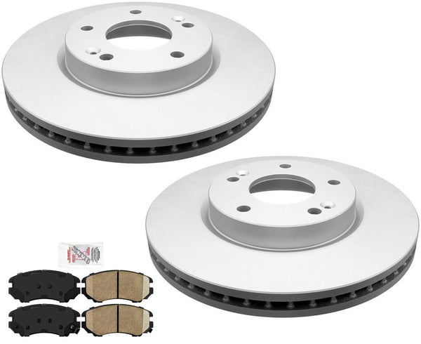Front Coated Brake Rotors & Ceramic Front 3pc Kit for Kia Soul 1.6L 2.0L12-13