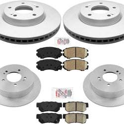 For 2005-10 Sportage All Wheel Drive Front & Rear Disc Brake Rotors Ceramic Pads