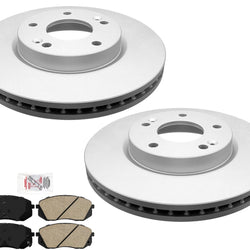 Front Coated Disc Brake Rotors & Ceramic Brake Pads for Kia Rondo 2010-2012