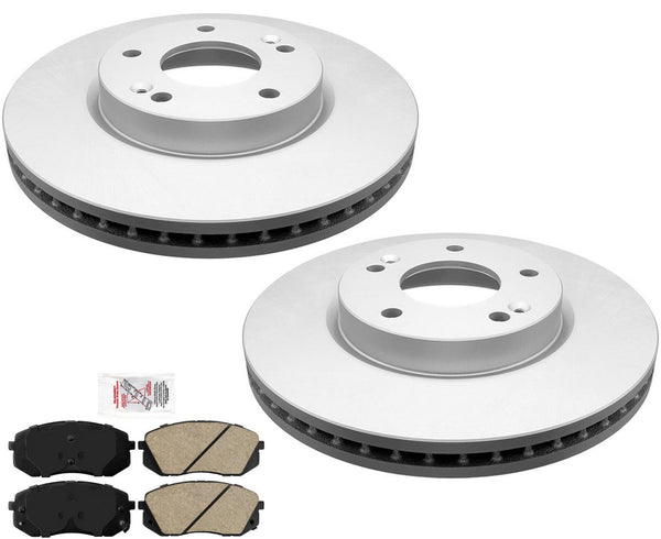 Front Coated Disc Brake Rotors & Ceramic Brake Pads for Kia Rondo 2010-2012