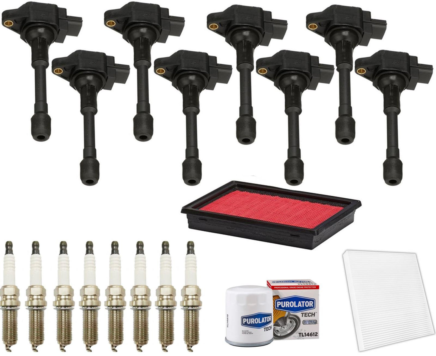 Ignition Coils Spark Plugs Tune Up Kit For Infiniti Q70X 5.0L 2014-2016