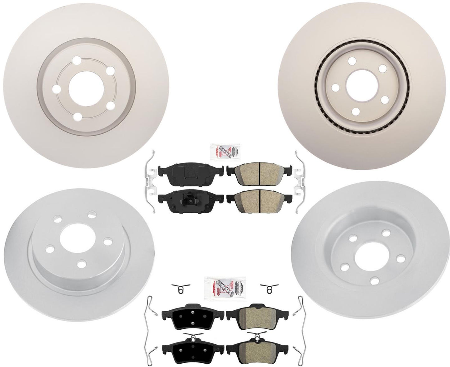 Rotores de freno y pastillas de freno delanteros y traseros con revestimiento GEO para Ford Transit Connect 19-22