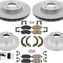 Fnt Rer GEO Performance Coated Disc Brake Rotors Pads For Nissan Sentra 13-2019