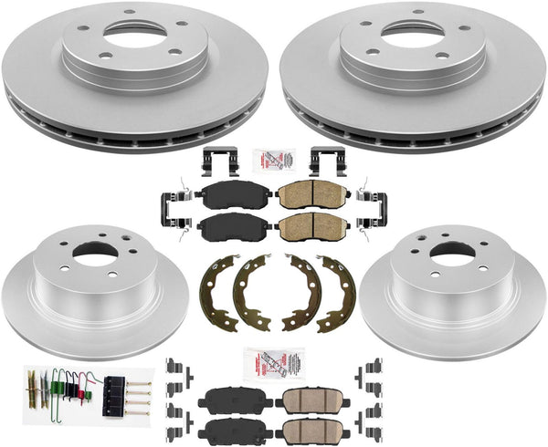 Fnt Rer GEO Performance Coated Disc Brake Rotors Pads For Nissan Sentra 13-2019
