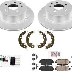 Rear GEO Performance Coated Disc Brake Rotors Pads For Nissan Sentra 2013-2019