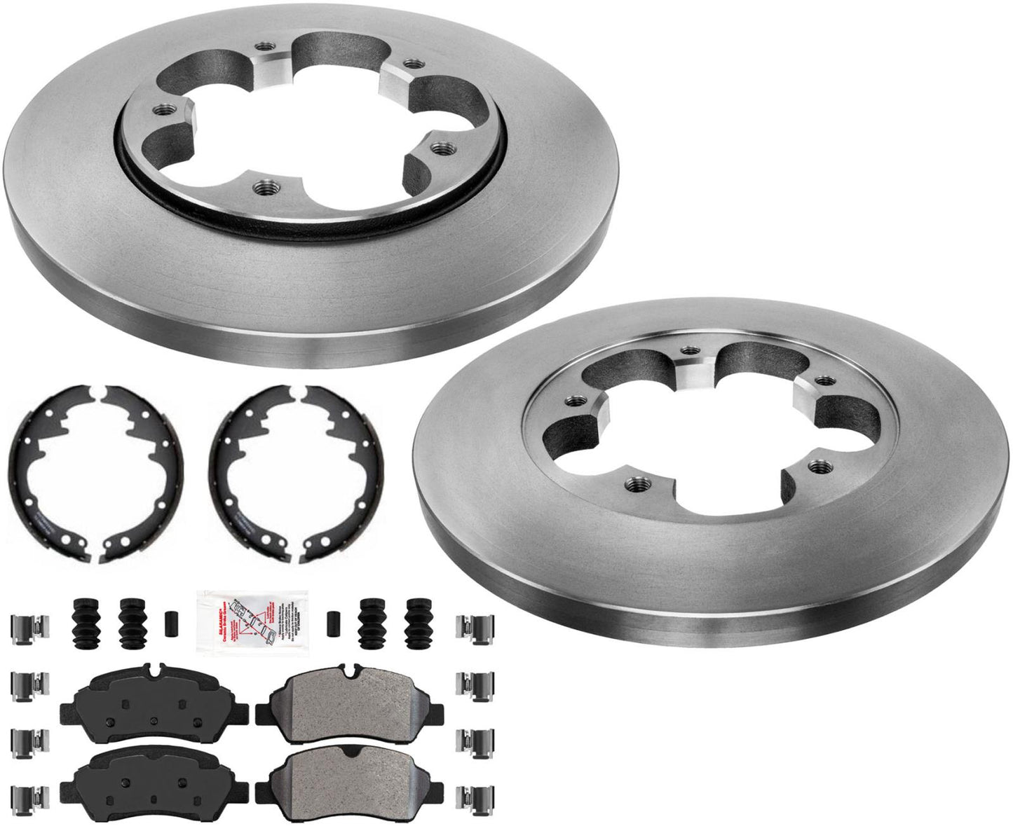 Freno de disco trasero, rotores de disco de 5 pernos, almohadillas de servicio severo para Ford Transit 2020-2021