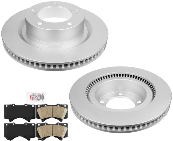 Front Coated Brake Rotors & Ceramic Brake Pads For Toyota 2007-22 Toyota Tundra