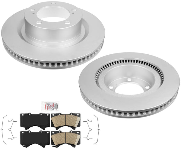 Front Coated Brake Rotors Ceramic Pads Hardware For Toyota Tundra 2007-2021