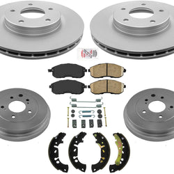 Front Coated Rotors Brake Drums Ceramic Pads Shoes For Nissan Sentra 13-19 1.8L