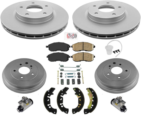 Front Coated Rotors Drums Pads Brake Shoes Hardware For Nissan Sentra 13-19 1.8L